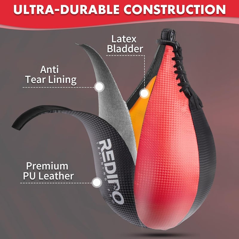 Redipo Boxing Speed Bag - PU Leather Speed Punching Ball for Boxing, MMA Training Speed Ball Reflex Ball Boxing Equipment, Punching Bag Workout Kicking Training Home Gym Exercise Speed Ball - Image 3